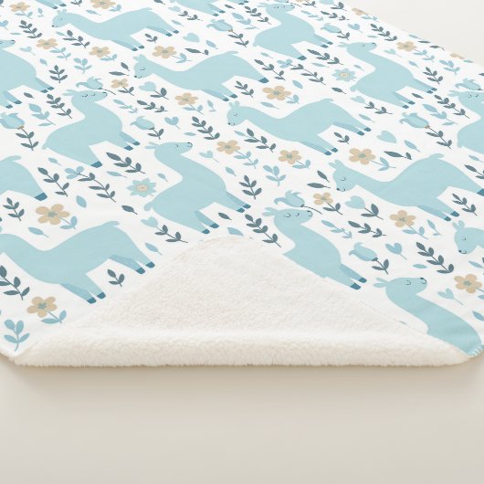 Llama & Flowers Sherpa Blanket - Customized Sizing Sherpadecke (3/4)
