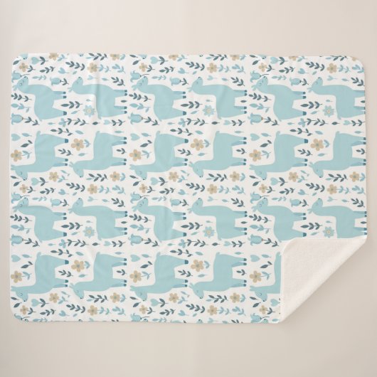 Llama & Flowers Sherpa Blanket - Customized Sizing Sherpadecke (Vorderseite (Horizontal))
