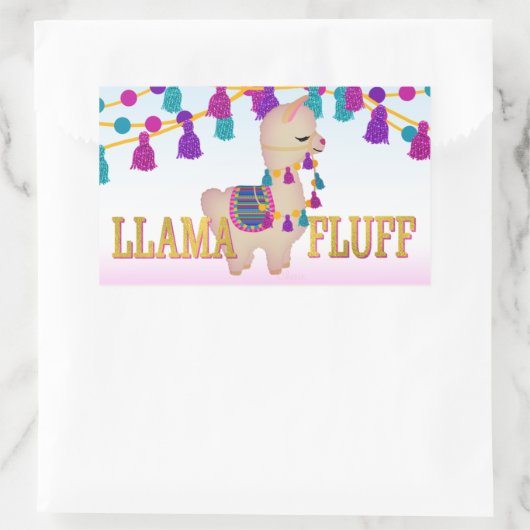 LLAMA FLUFF Niedlich Rechteckiger Aufkleber (Tasche)