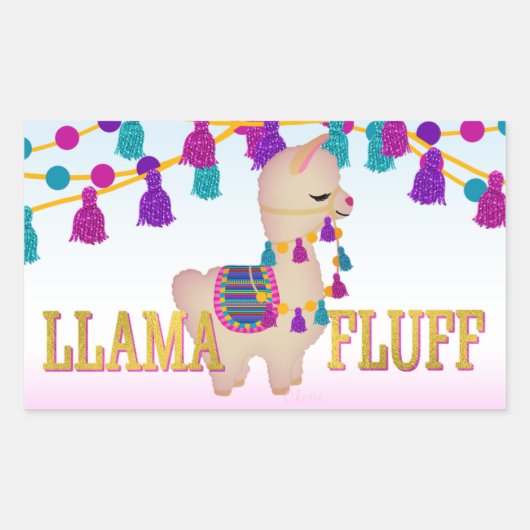 LLAMA FLUFF Niedlich Rechteckiger Aufkleber (Vorderseite)