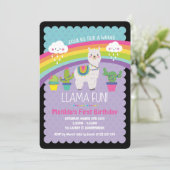 Llama Fun 1. Geburtstag Party Einladungen (Stehend Vorderseite)