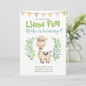 Llama Fun Alpaca Wasserfarbe Einladung zum Geburts (Stehend Vorderseite)