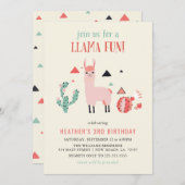 Llama Fun Birthday Party Einladung (Vorne/Hinten)