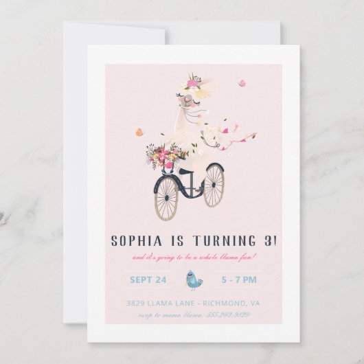 Llama Fun Birthday Party Einladung (Vorderseite)