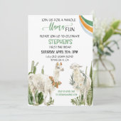 Llama Fun Birthday Party Fiesta Cactus Einladung (Stehend Vorderseite)