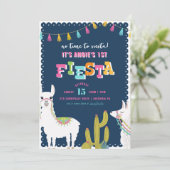 Llama Fun Fiesta Alpaca Einladung zum Geburtstag (Stehend Vorderseite)