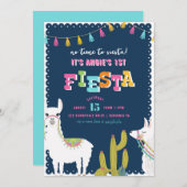 Llama Fun Fiesta Alpaca Einladung zum Geburtstag (Vorne/Hinten)