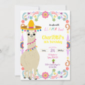 Llama fun fiesta Einladung zum Geburtstag (Vorderseite)