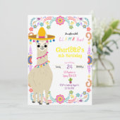 Llama fun fiesta Einladung zum Geburtstag (Stehend Vorderseite)