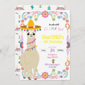 Llama fun fiesta Einladung zum Geburtstag (Vorne/Hinten)
