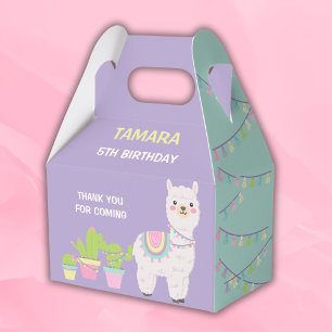 LLAMA FUN Lila and aqua Favor Box Geschenkschachtel