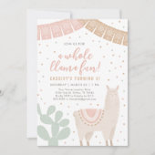 Llama Fun Llama Alpaca Girl Birthday Einladung (Vorderseite)