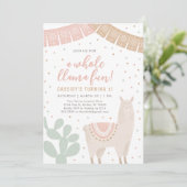 Llama Fun Llama Alpaca Girl Birthday Einladung (Stehend Vorderseite)