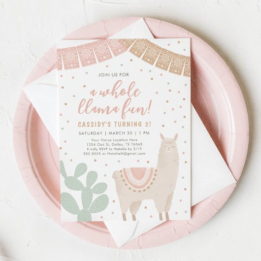 Llama Fun Llama Alpaca Girl Birthday Einladung