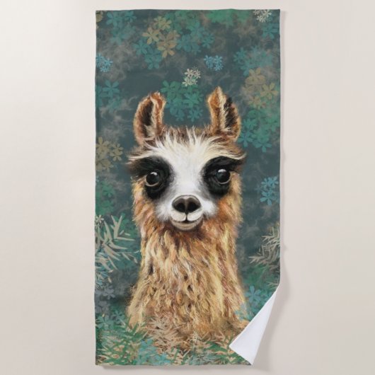 Llama Funny Beach Handtuch (Vorderseite)