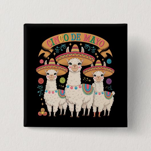 Llama Funny Cinco De Mayo Fiesta Party Button (Vorderseite)