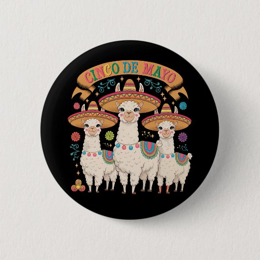 Llama Funny Cinco De Mayo Fiesta Party Button (Vorderseite)
