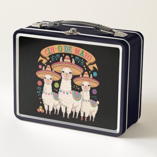 Llama Funny Cinco De Mayo Fiesta Party Metall Brotdose (Vorderseite)
