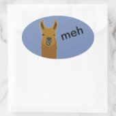 Llama Funny Face Ovaler Aufkleber (Tasche)