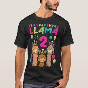 Llama Geburtstag für Mädchen 2. Geburtstag Party A T-Shirt