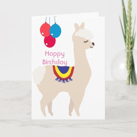 Llama Geburtstag, Geburtstagsballons Karte (Vorderseite)