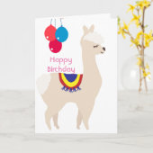 Llama Geburtstag, Geburtstagsballons Karte (Gelbe Blume)