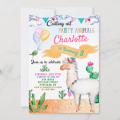 Llama Geburtstagseinladung Alpaca Einladung (Vorderseite)