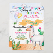 Llama Geburtstagseinladung Alpaca Einladung (Vorne/Hinten)
