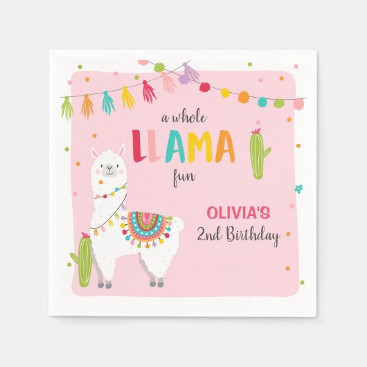 Llama Geburtstagspapier Napkins Alpaca Fiesta Cact Serviette (Vorderseite)