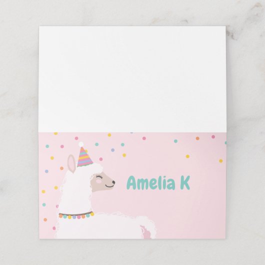 Llama Geburtstagsparty Platzkarten (Außenseite Aufgefaltet)