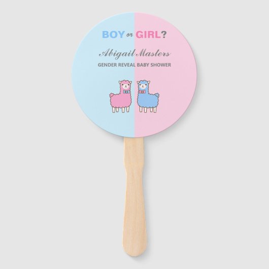 Llama Gender Reveal Baby Shower Hand Fan Fächer (Vorderseite)