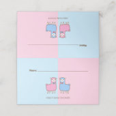 Llama Gender Reveal Baby Shower Platzkarte (Außenseite Aufgefaltet)