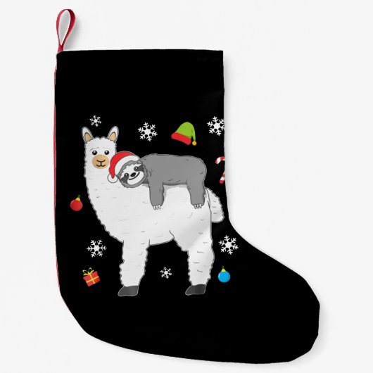 Llama-Geschenk| Llama Zusammen Mondfliegen Kleiner Weihnachtsstrumpf (Vorderseite)