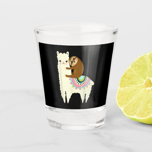 Llama-Geschenk| Niedlich Llama & Sloth, die besten Schnapsglas (Vorderseite)