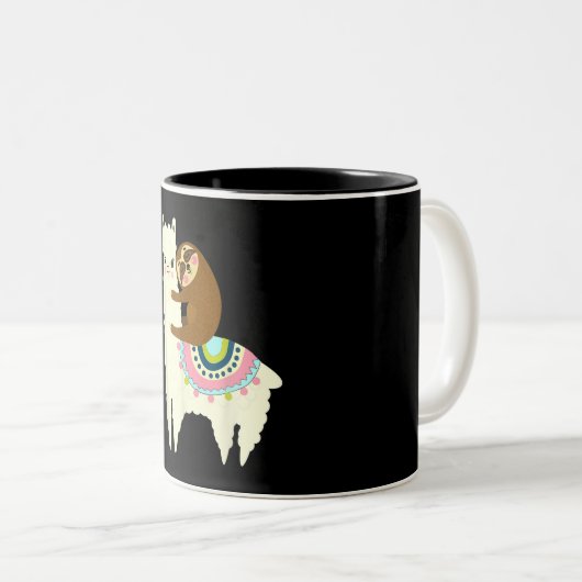 Llama-Geschenk| Niedlich Llama & Sloth, die besten Zweifarbige Tasse (VorderseiteRechts)