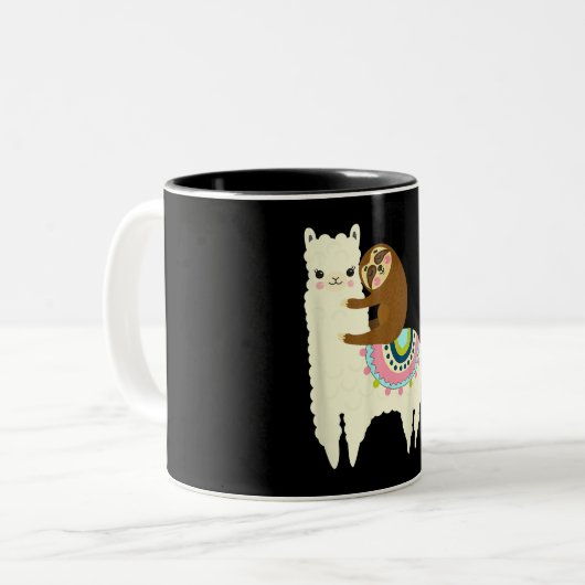 Llama-Geschenk| Niedlich Llama & Sloth, die besten Zweifarbige Tasse (Vorderseite Links)