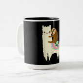 Llama-Geschenk| Niedlich Llama & Sloth, die besten Zweifarbige Tasse (Vorderseite Links)