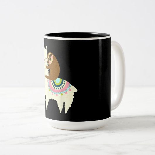 Llama-Geschenk| Niedlich Llama & Sloth, die besten Zweifarbige Tasse (VorderseiteRechts)
