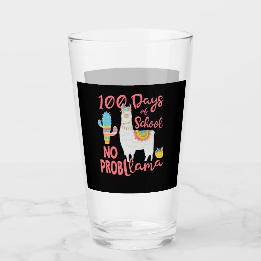 Llama Gift | 100 Schultage Nr. Prob Llama Glas (Vorderseite)