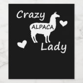 Llama Gift | Crazy Alpaca Lady Weinetikett (Einzelnes Label)