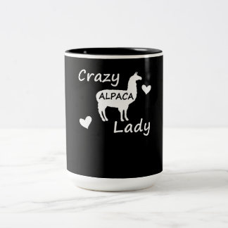Llama Gift | Crazy Alpaca Lady Zweifarbige Tasse