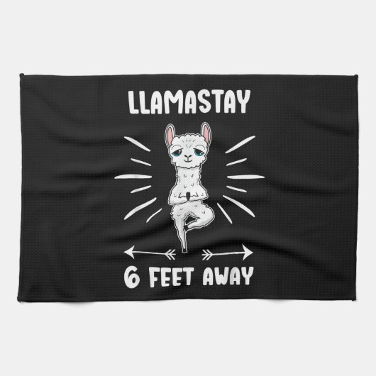 Llama Gift Funny Llama Stay 6 Feet Away Tee Geschirrtuch (Horizontal)