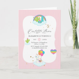 Llama Girl 5. Geburtstagsparty Einladung