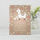 Llama Girl Baby Shower Einladung (Stehend Vorderseite)