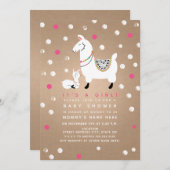 Llama Girl Baby Shower Einladung (Vorne/Hinten)