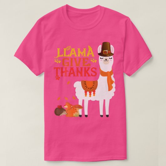 Llama Give Thanks Funny Llama Pilgrim thanksgiving T-Shirt (Design vorne)
