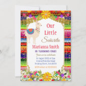 Llama Gold farbenfrohe mexikanische Fiesta Geburts Einladung (Vorderseite)