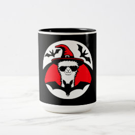 Llama-Halloween-Hexenhut Fledermäuse Coole Tierpar Zweifarbige Tasse