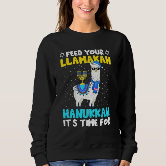 Llama Hanukkah Costume Alpaca Chanukah Feed Your L Sweatshirt (Vorderseite)