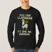 Llama Hanukkah Pajamas Chanukah Feed Your Llamakah T-Shirt (Vorderseite)